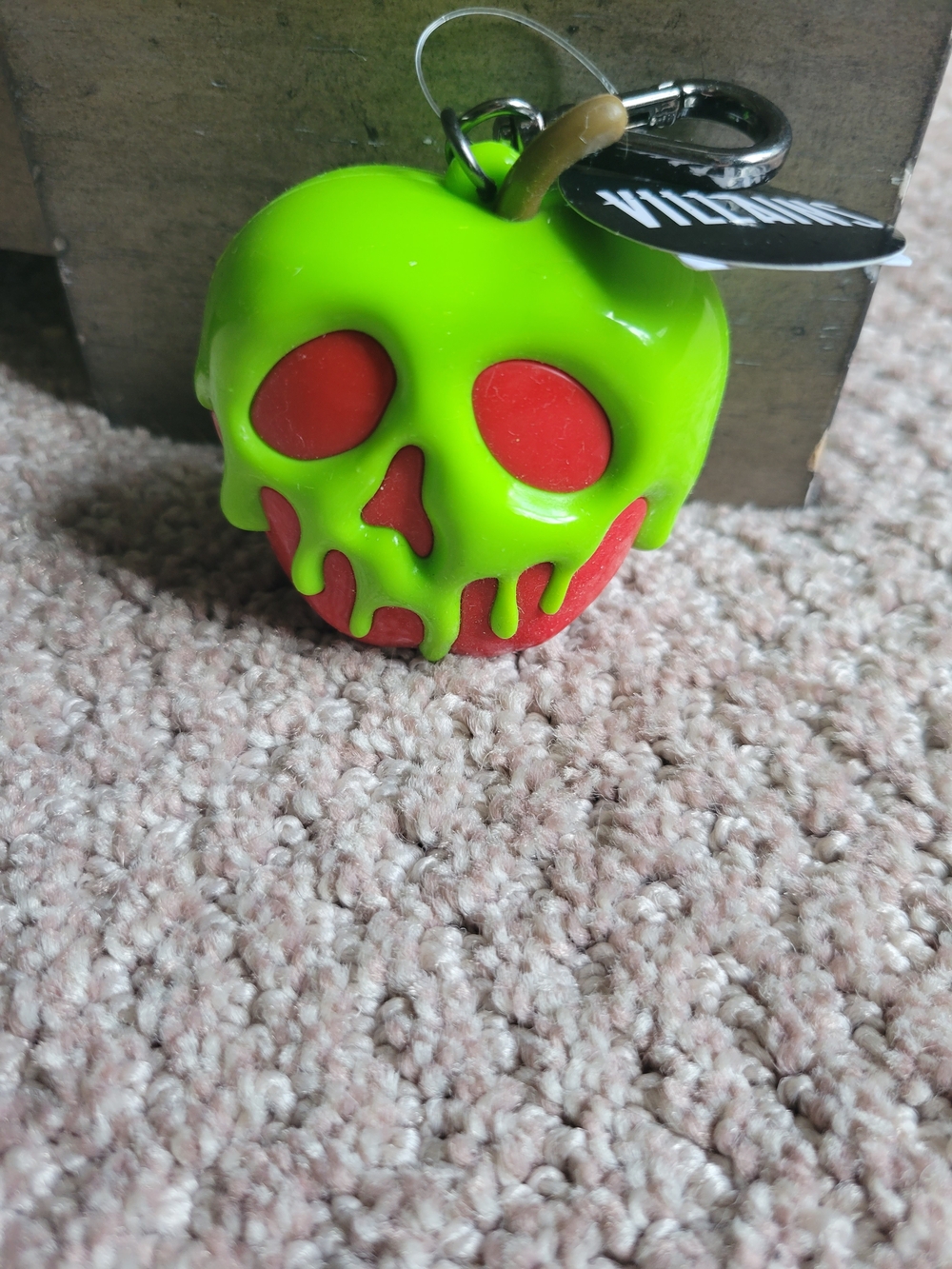 Disney Villains Hand Sanitizer  Dripping Apple Keychain in Neon Green and Red